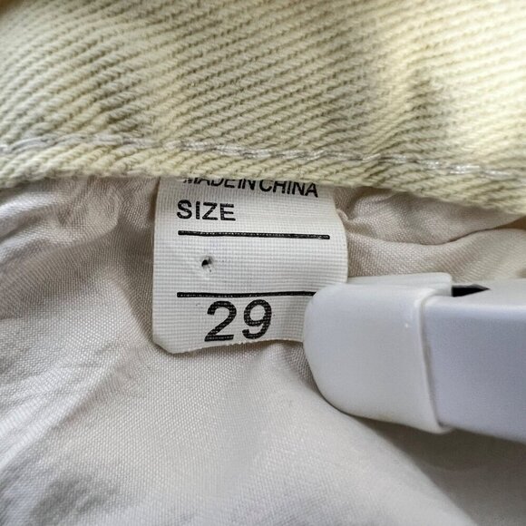 Women’s High Rise Flare Leg Distressed Jeans Pale Yellow Size 29 Waist - Picture 8 of 8